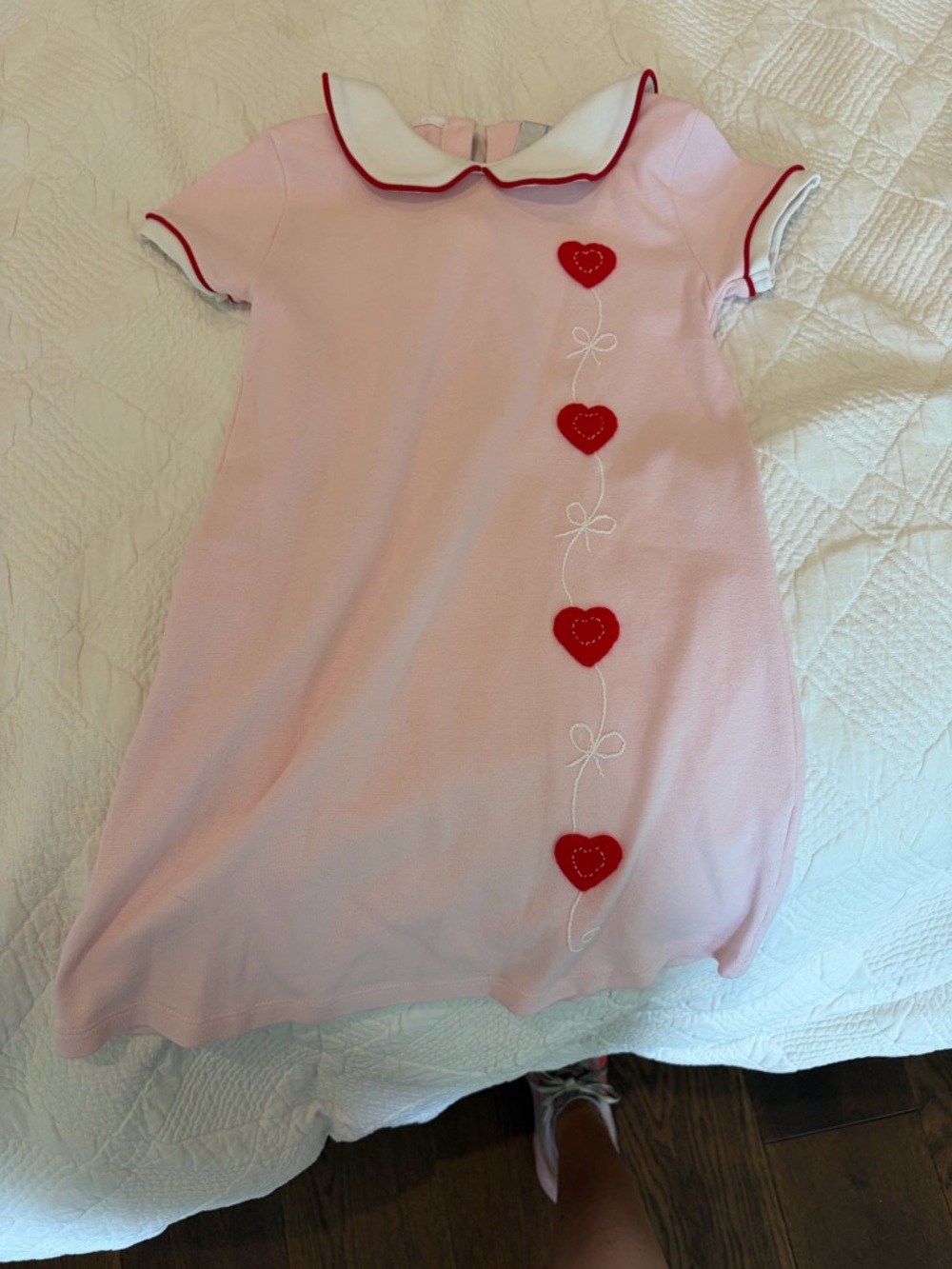 Little English Pink Dress with Red Heart Accents